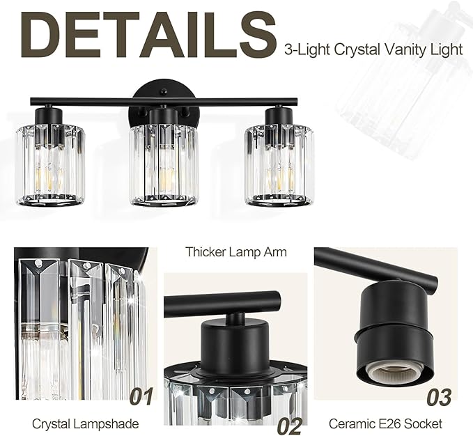 Crystal Bathroom Light Fixtures, Bathroom Lighting Fixtures Over Mirror - Image 8