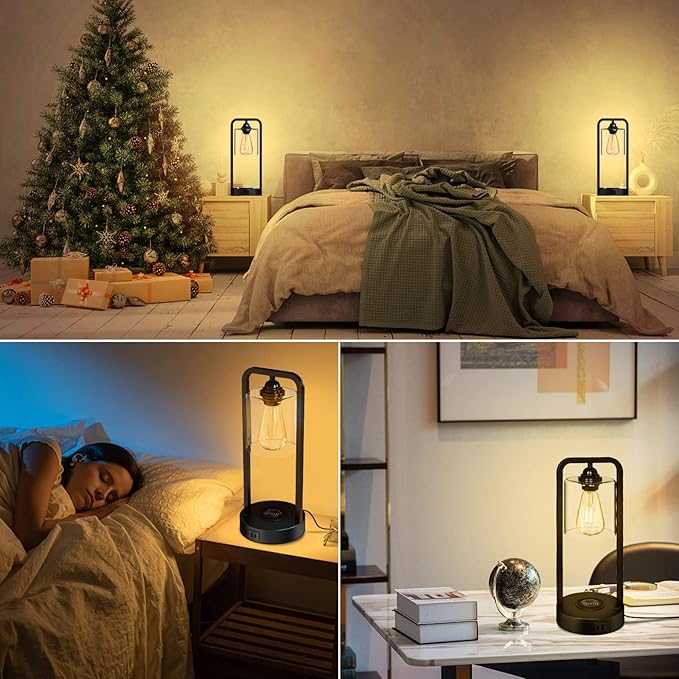 Wireless Charging Table Lamp for Bedroom Set of 2, Touch Control Dimmable - Image 7