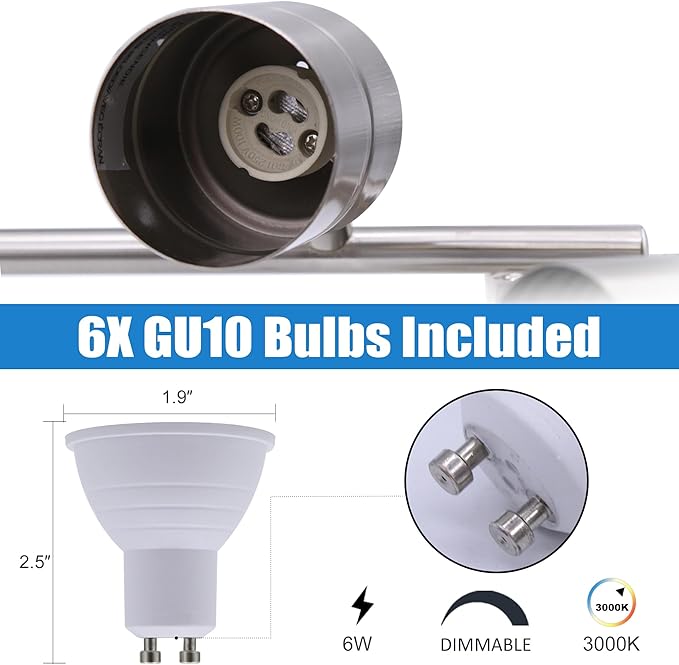 6-Light Brushed Nickel Track Lighting Kit - Image 4