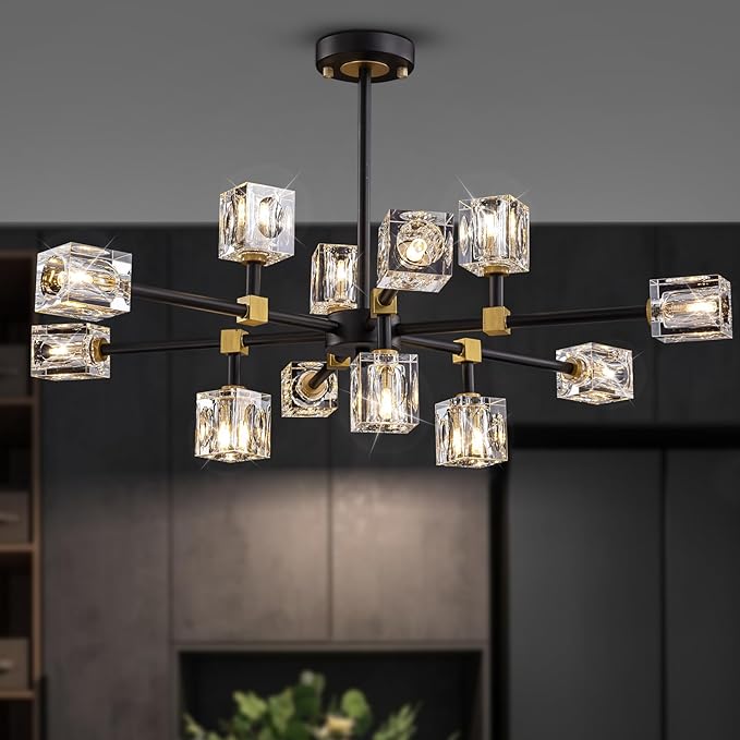 Modern Crystal Chandelier with 12 Lights, Kitchen Island by Krisosia-ElegantLighting