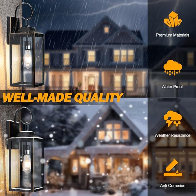 19" Dusk to Dawn Outdoor Lighting 2 Pack, Large Dusk to Dawn Outdoor Wall Lights - Image 5