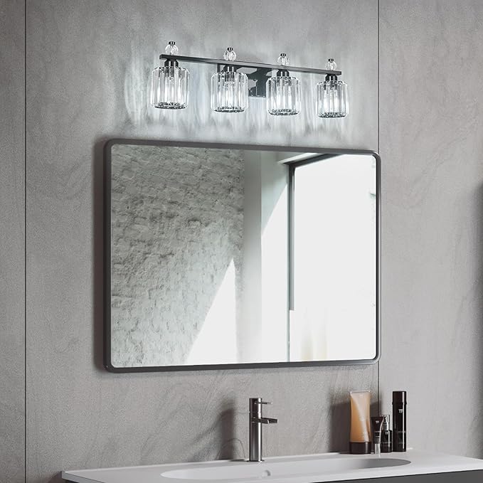 Bathroom Vanity Lights 4-Light Plating Black Modern Crystal Vanity Light - Image 6