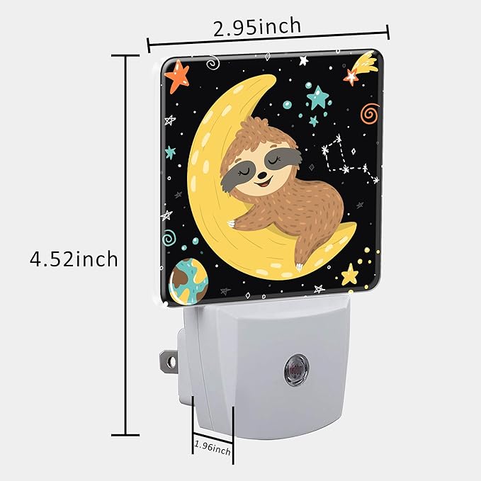 Night Light for Kids Girls Boys, Cute Baby Sloth Sleeping on Moon LED Night - Image 5