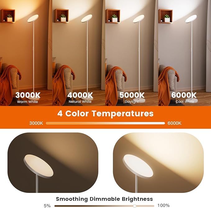 Floor Lamp, Bright 36W 3500LM Standing Lamp - Image 2