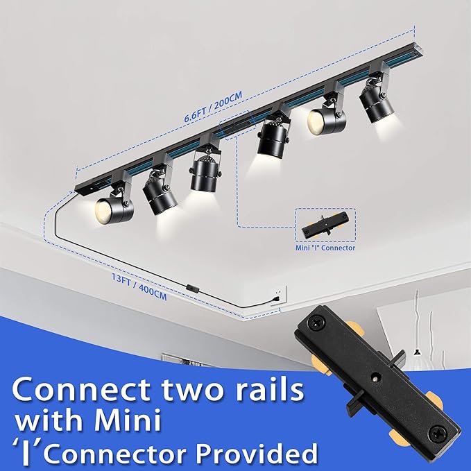 Plug in Track Lighting with Power Cord & Remote, 6-Light LED Track Lighting Kit - Image 4