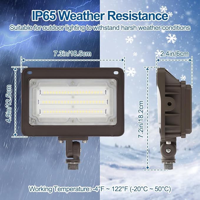 DAKASON 50W LED Flood Light, Dusk-to-Dawn Photocell, 180° Adjustable Arm - Image 6