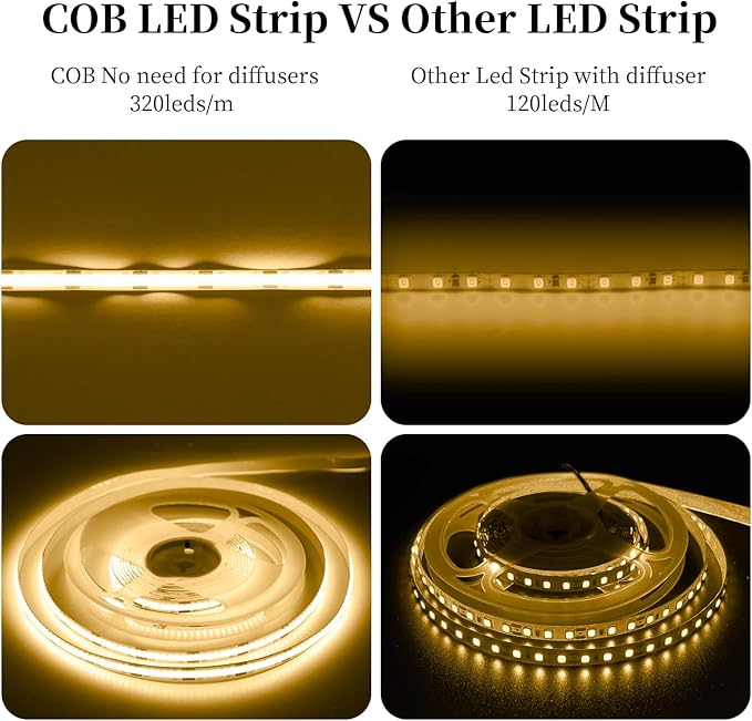 iNextStation 32.8ft/10M Warm White COB LED Light Strip, DC24V CRI 93+ Strip - Image 3