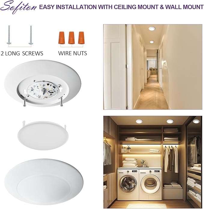 LED Disk Lights 6 Inch, 15W Surface Mount LED Ceiling Light 1050LM, Flush Mount - Image 4