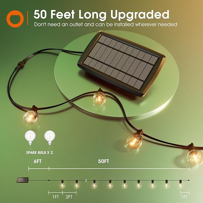 addlon 50FT Solar String Lights Outdoor Waterproof - Image 6