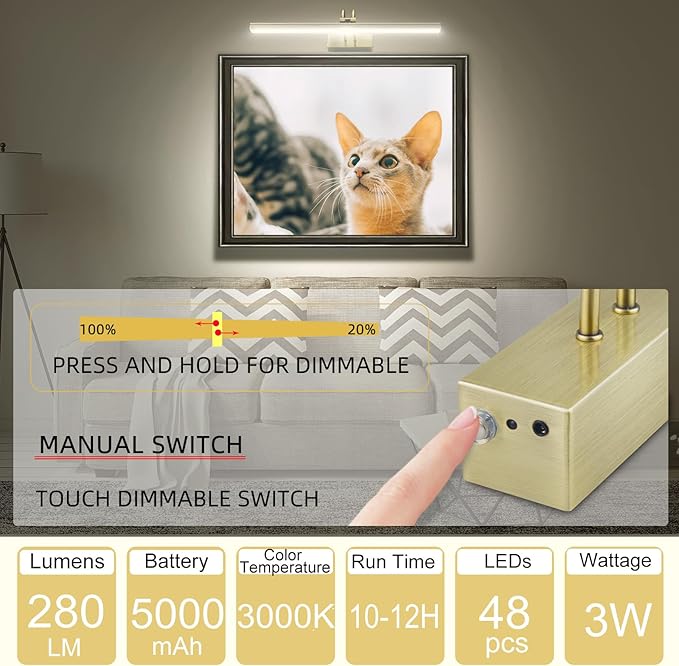 FUNCHDAY Picture Light, Wireless Rechargeable Gallery Lights - Image 4