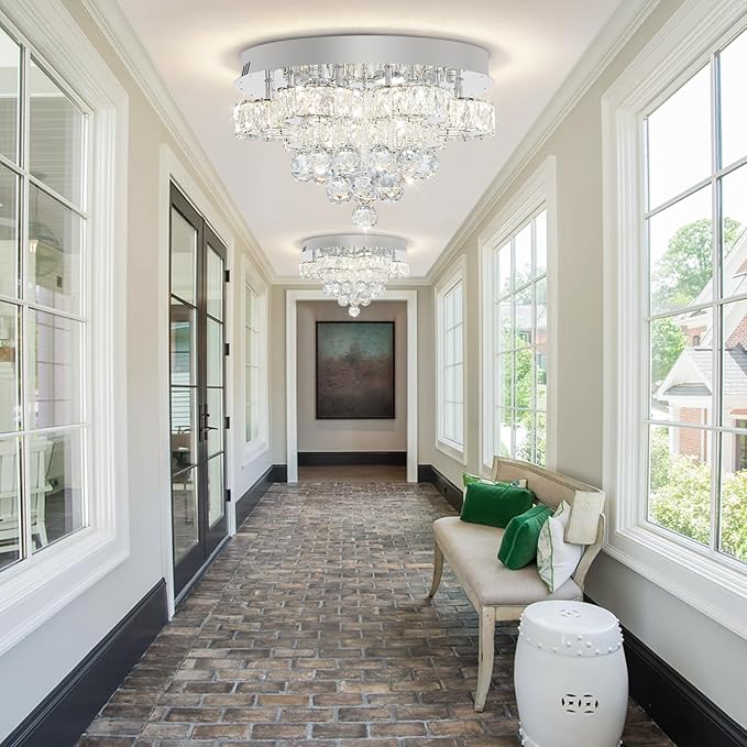 Flashing God Dia 16in Modern LED Crystal Chandelier, Flush Mount Ceiling Light - Image 4