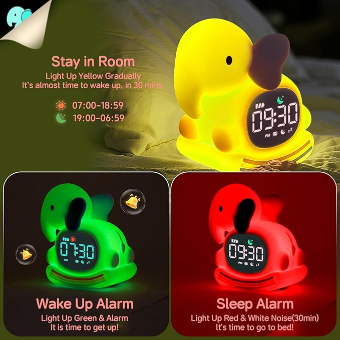 Alarm Clock for Kids with Night Light, Sleep Training Clock Time to Wake Clock - Image 3