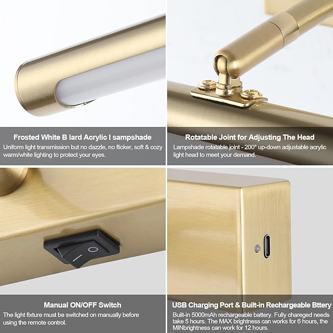 Picture Light for Wall Battery Operated, 9000mAh Wireless Wall Light for Display - Image 6