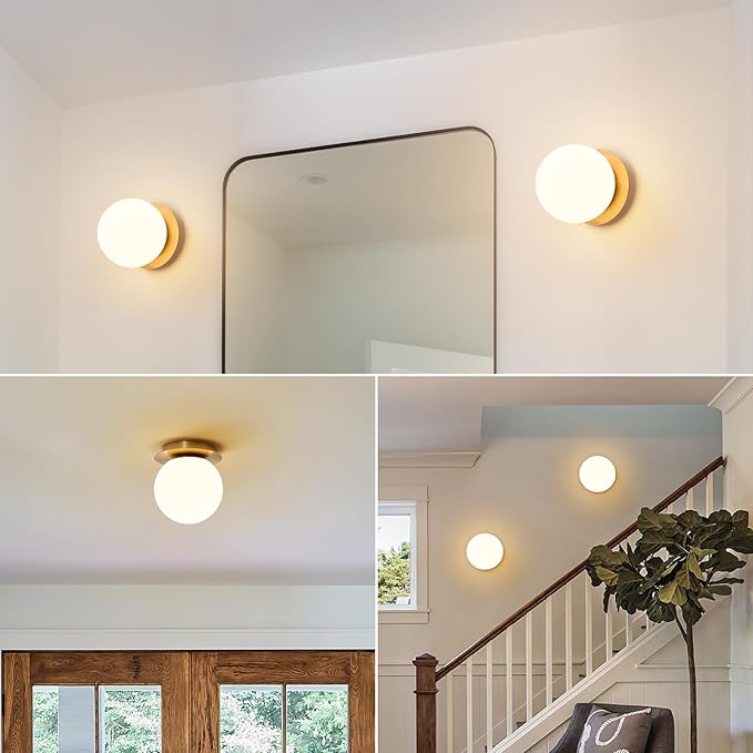 Modern Glass Globe Wall Sconce: Gold Spherical Sconces Light - Image 6