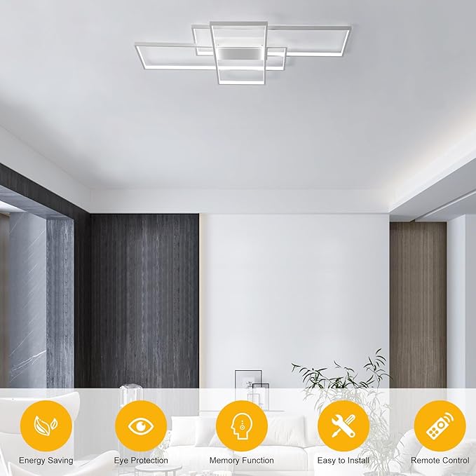 GEADI Modern Dimmable Ceiling Light, 35.4" White Led Ceiling Light Fixtures - Image 2