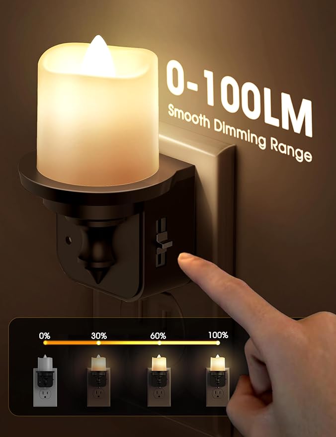 Flameless Candle Night Light, Night Lights Plug into Wall 2 Pack, LED Candle - Image 3