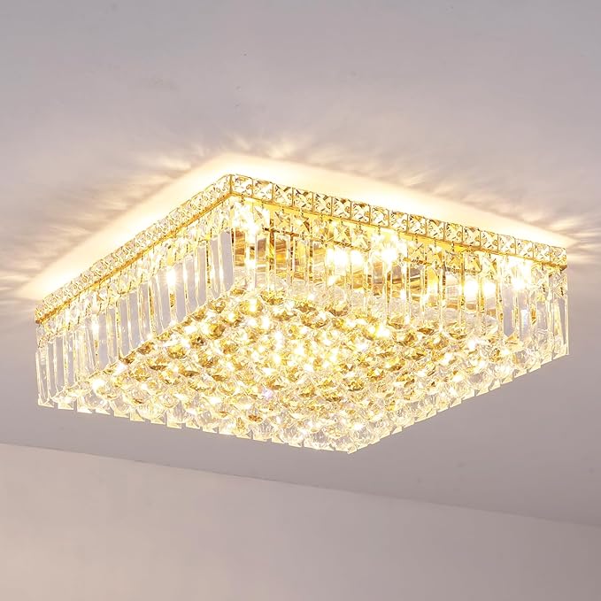 12-Lights Gold Crystal Flush Mount Ceiling Light Fixtures, Elegant Crystal - Image 8