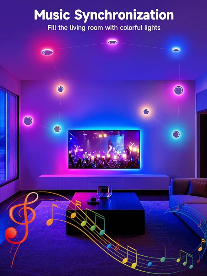 GIPOYENT Smart Wall Light, 9-Piece LED DIY Constellation Light, RGB Color - Image 5