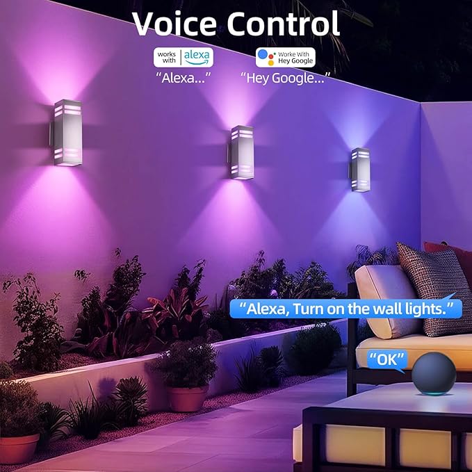 SHIMR Smart Outdoor Wall Light, RGBCW Color Changing WiFi & Bluetooth LED Sconce - Image 3