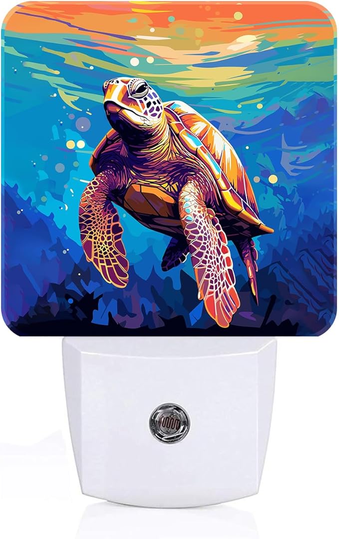 Watercolor Wild Turtle Night Light, Plug-in Nightlights Auto Sensor Night Lamp by Unknown