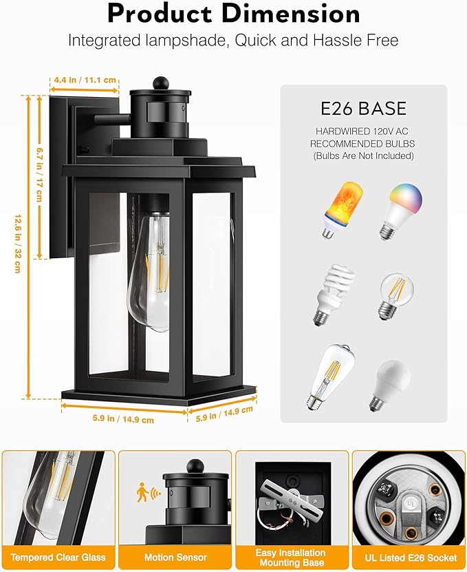 VIANIS Outdoor Motion Sensor Light, Dusk to Dawn Outdoor Lighting, Waterproof - Image 7