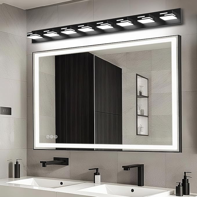 LED Modern Bathroom Vanity Light Fixtures, 8-Light 55-inch Dimmable Matte Black - Image 6