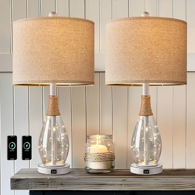 OYEARS 23" Table Lamps for Living Room Set of 2 Bedside Lamps for Night Stands - Image 6