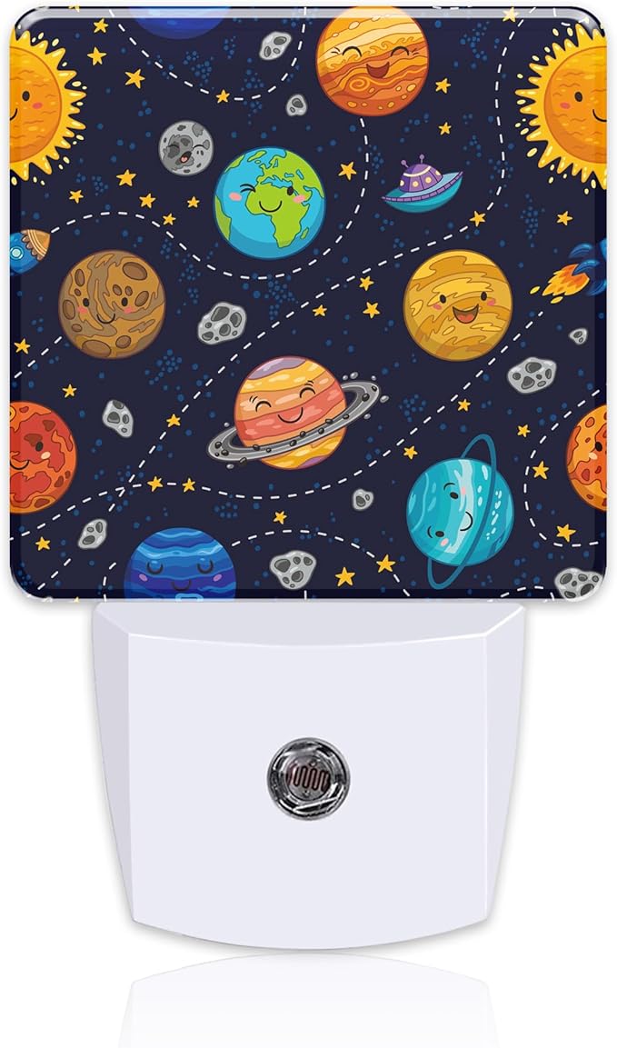Cartoon Solar System Planets Night Light Plug into Wall, Space Stars Planets by sndheke