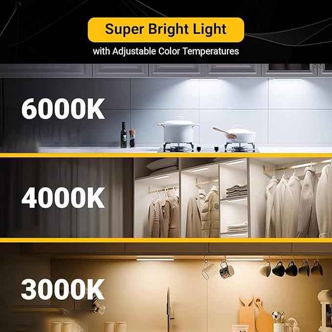 2 Pack Under Cabinet Lights 2200mAh, 65 LED Dimmable Closet Lights - Image 6