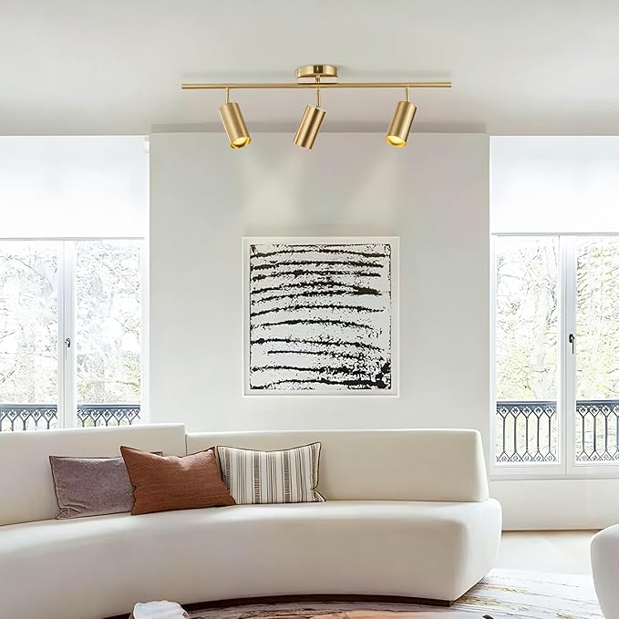 BOKT Brushed Brass Gold 3-Lights LED Adjustable Track Lighting Kit Mid Century - Image 8