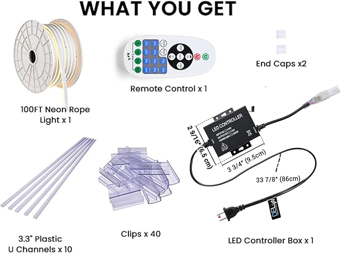 DELight 100FT Warm White Neon Rope Lights - Image 2