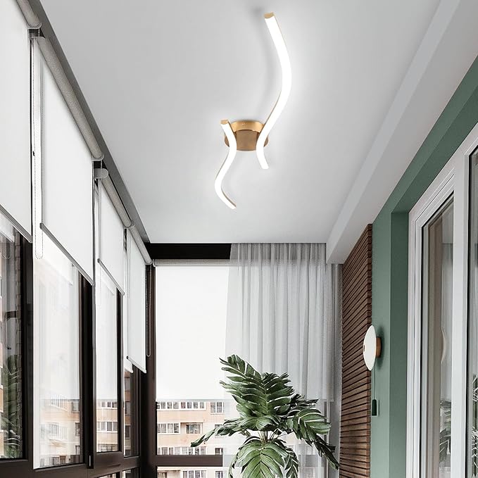 28W Gold Linear Ceiling Light Gold Modern LED Ceiling Light Fixture 6000K - Image 8