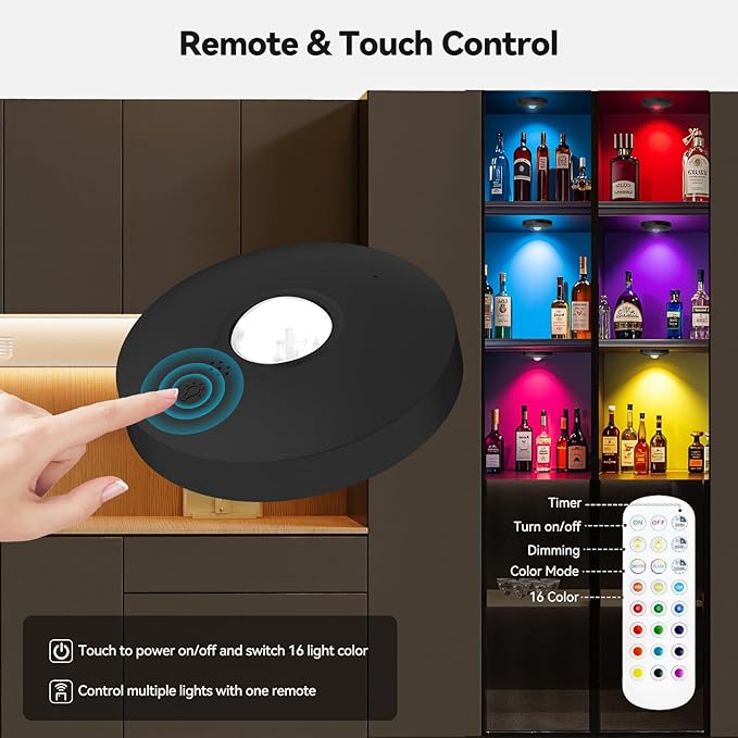 Rechargeable Puck Lights with Remote, 3 Pack Magnetic Under Cabinet Lighting - Image 4