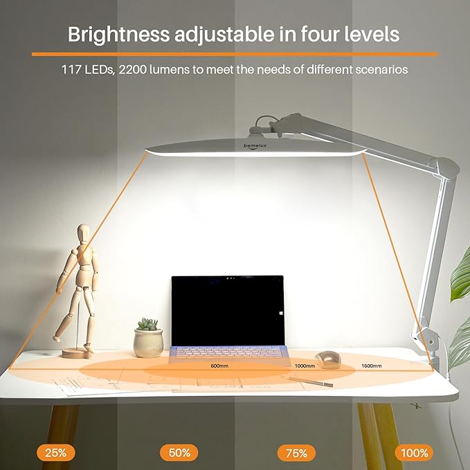 117PCS LED Clamp Desk Lamp, 20 Inch Metal Swivel Arm - Image 2