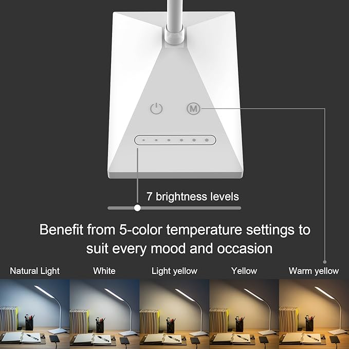 RAOYI LED Desk Lamp, 12W Dimmable Table Lamp Eye-Caring Reading Light - Image 2