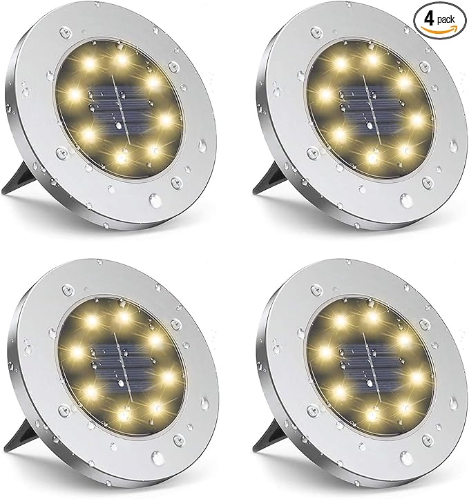 ZGWJ Solar Ground Lights, 4 Pack Waterproof Solar Garden Lights, Upgraded by ZGWJ