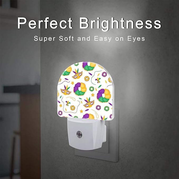 Mardi Gras Carnival Night Light Plug into Wall, Fleur de Lis Mask and Donuts - Image 2