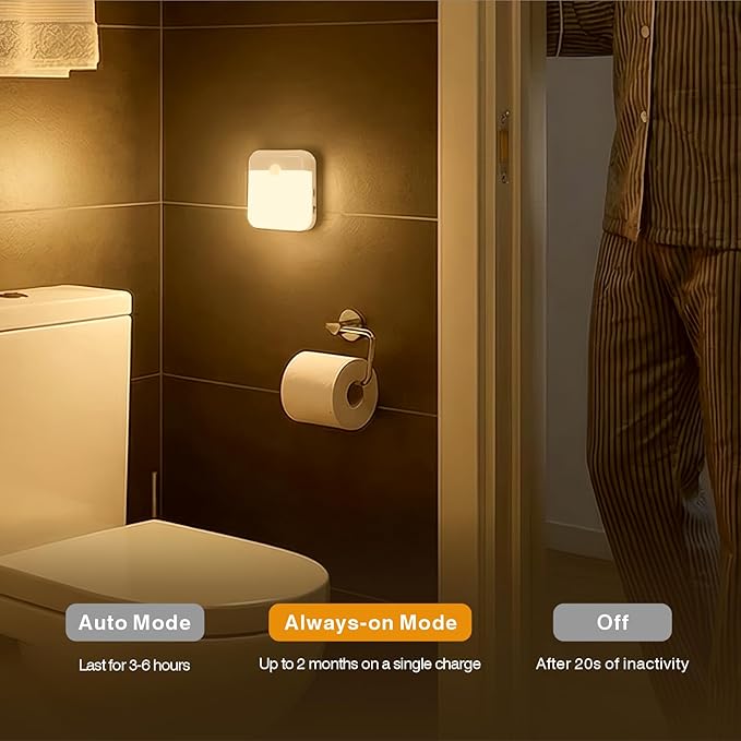 4 Pack Motion Sensor Night Light, Rechargeable Motion Activated Night Light - Image 4