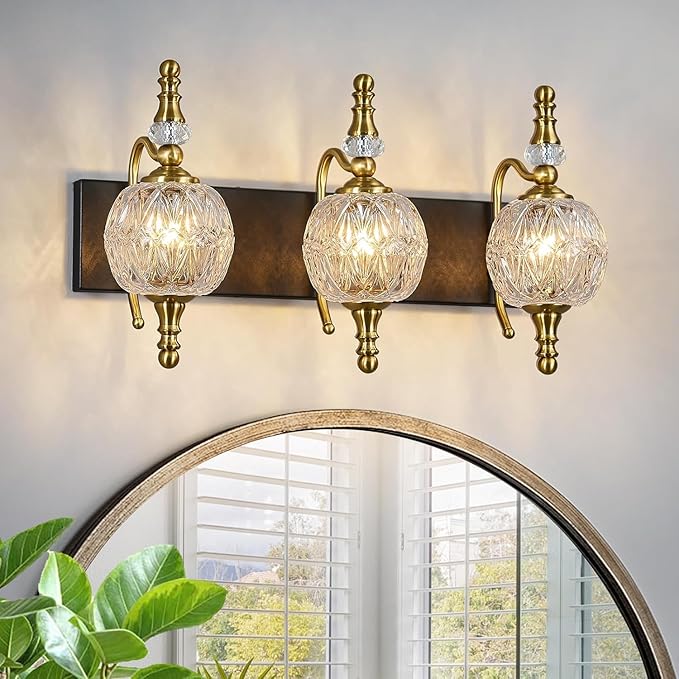 Modern Crystal Bathroom Vanity Lights Fixtures Over Mirror Black Gold Vintage by LBSQJ