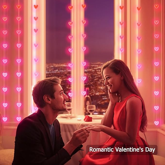 66ft Heart String Lights Valentines Day Decorations, 133 LED RGB Color Changing - Image 2