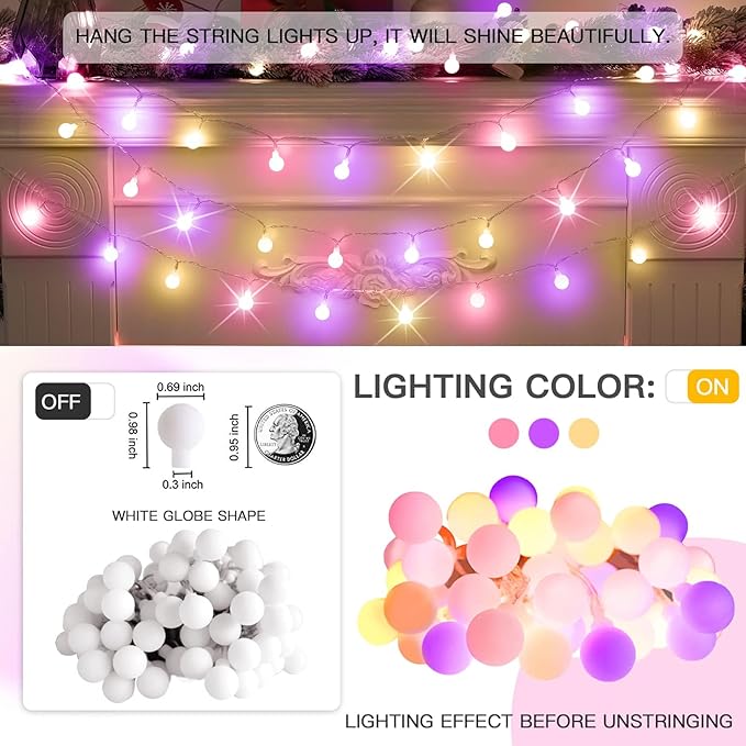 suddus Globe String Lights Outdoor Waterproof, 100 Led Colorful Globe Lights - Image 6