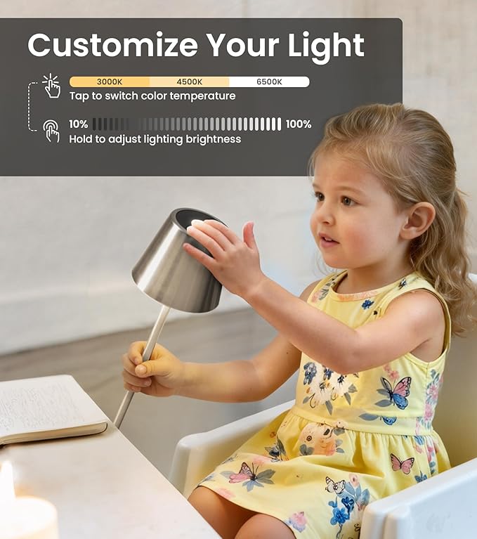 3 Pack Cordless Table Lamp, Portable Battery Operated Lamp - Image 3