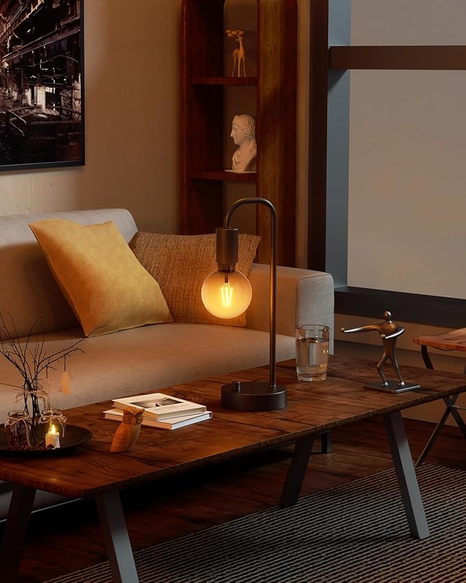 ONEWISH Industrial Table Lamp for Bedroom, Fully Dimmable Modern Bedside Lamps - Image 5
