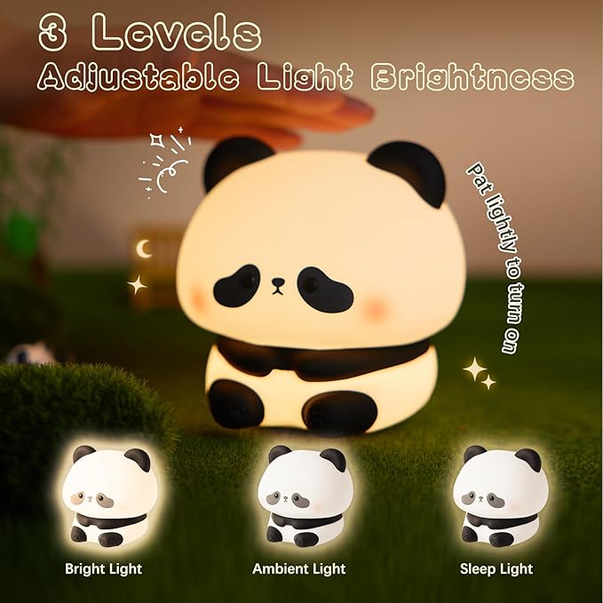 Cute Panda Night Light, LED Squishy Novelty Animal Night Lamp, Food Grade - Image 3