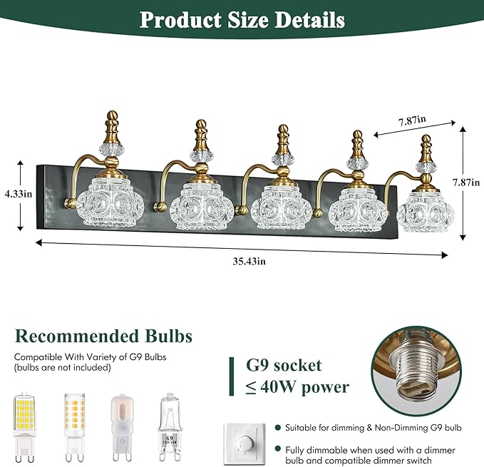 Modern Glass Crystal Vanity Light - Image 2