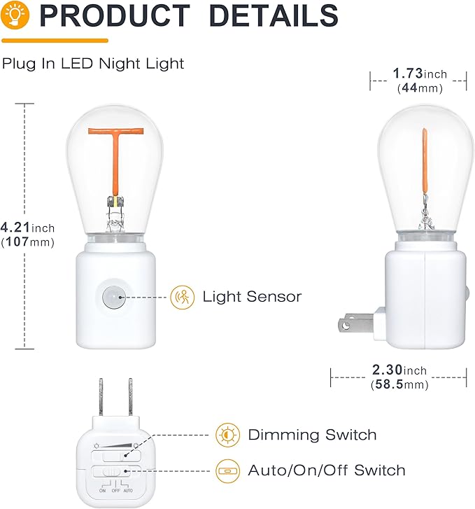 Motion Sensor Night Light, Dimmable Night Lights, 2200K Amber Warm, Plug-in - Image 8