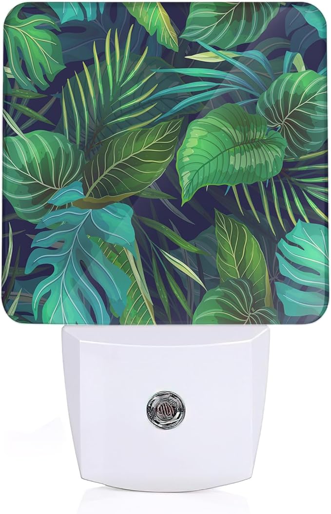Green Palm Leaf Night Light, Tropical Plants Night Light Plug into Wall by ZTHLL