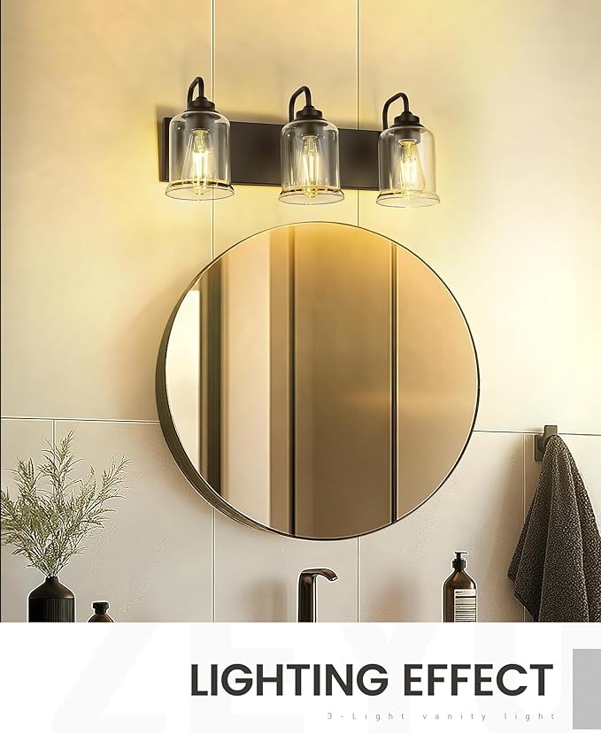 zeyu Black Bathroom Vanity Light, 20.5 Inch Bathroom Light Fixtures Over Mirror - Image 5