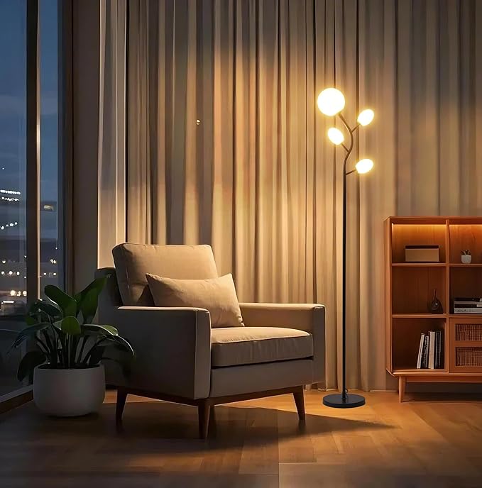 Fiqevs 4 Globe Floor Lamp with 2700K Warm Light LED Bulbs Included, Mid Century - Image 4