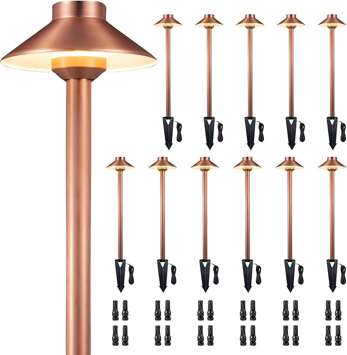 Gardenreet 12V Brass Outdoor Landscape Copper Pathway Lights LED Low Voltage by Gardenreet